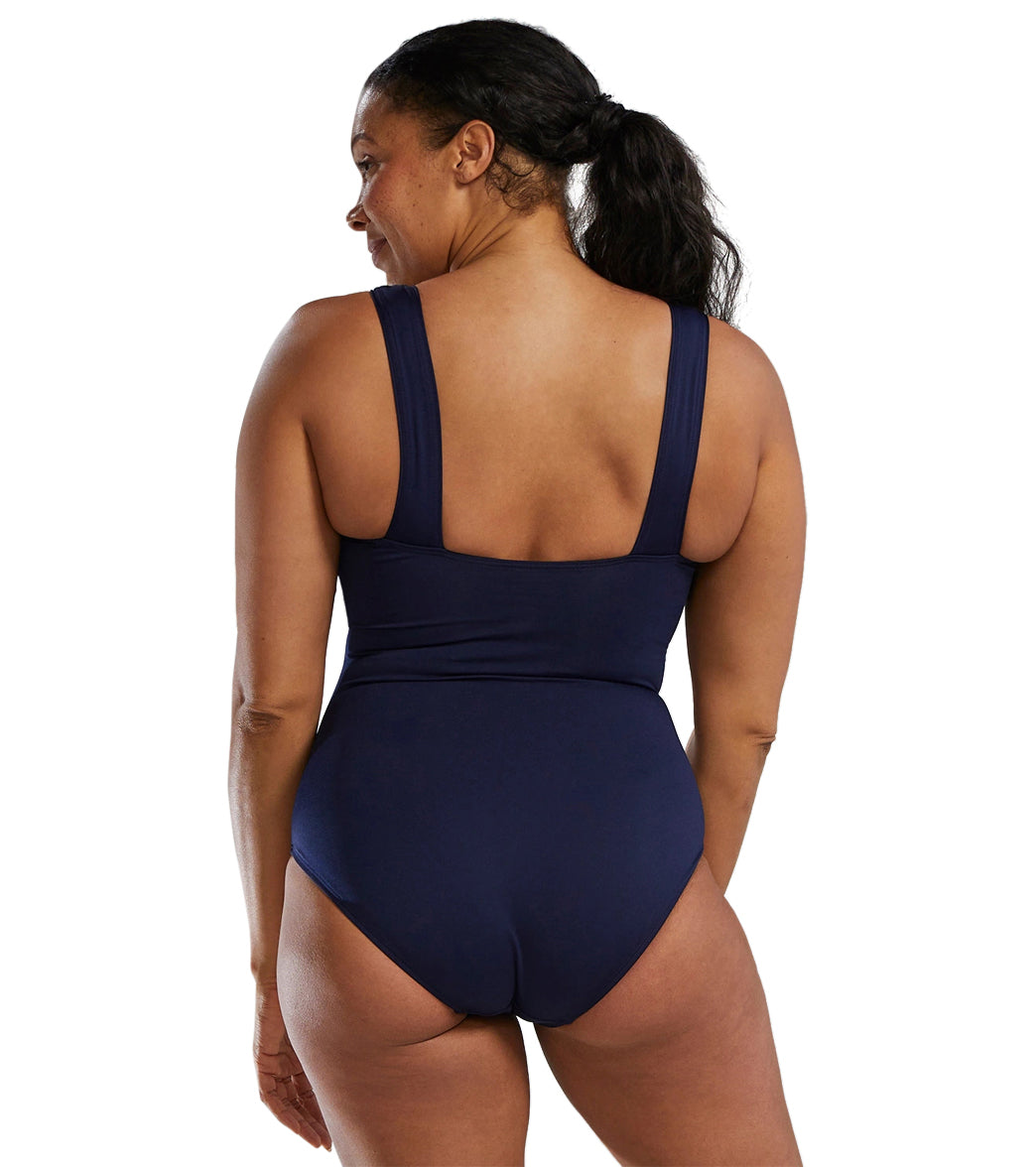 TYR Women's Solid Square Neck Controlfit Chlorine Resistant One Piece Swimsuit