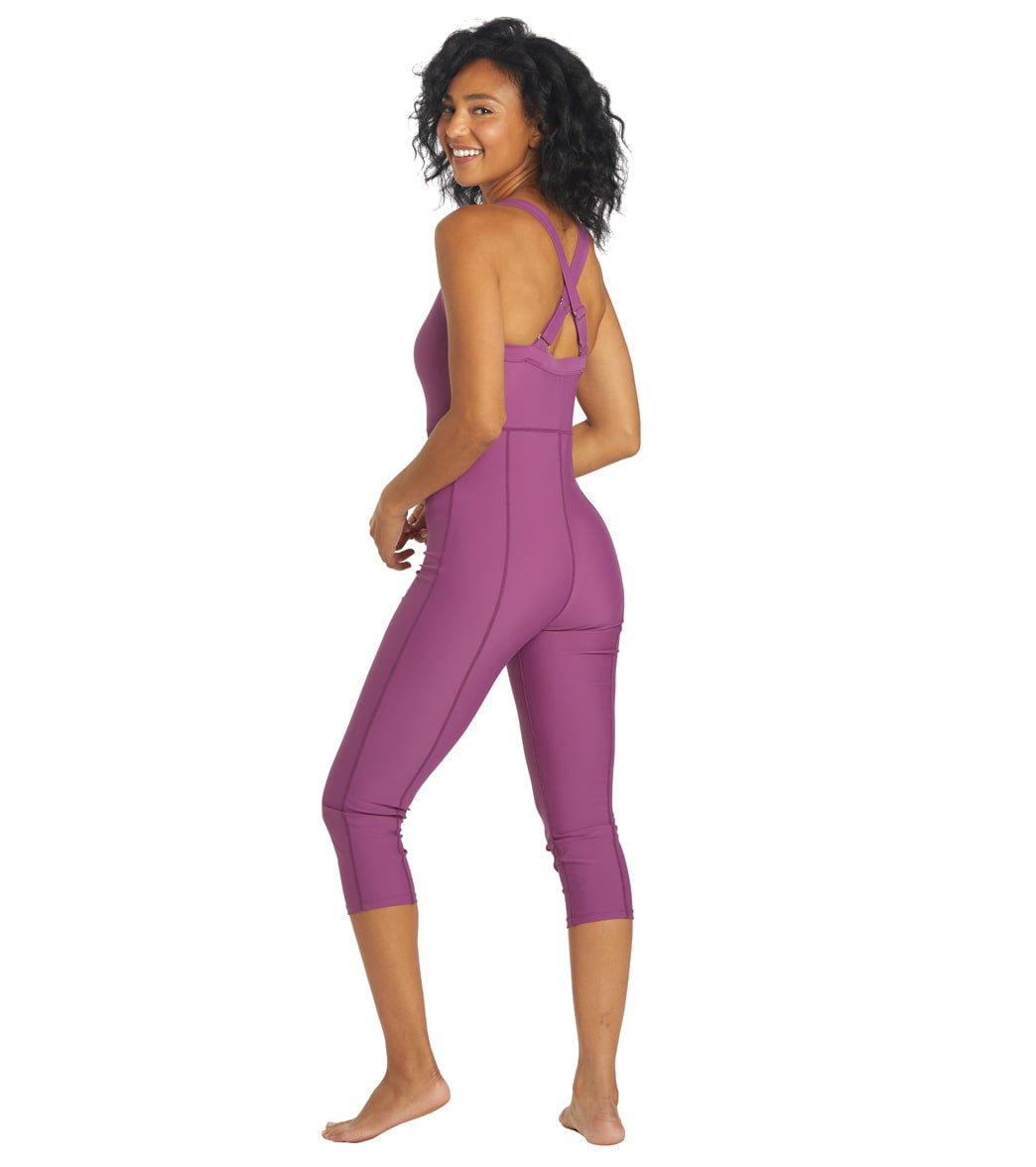 Sporti Active Solid One Piece Cropped Swim Unitard
