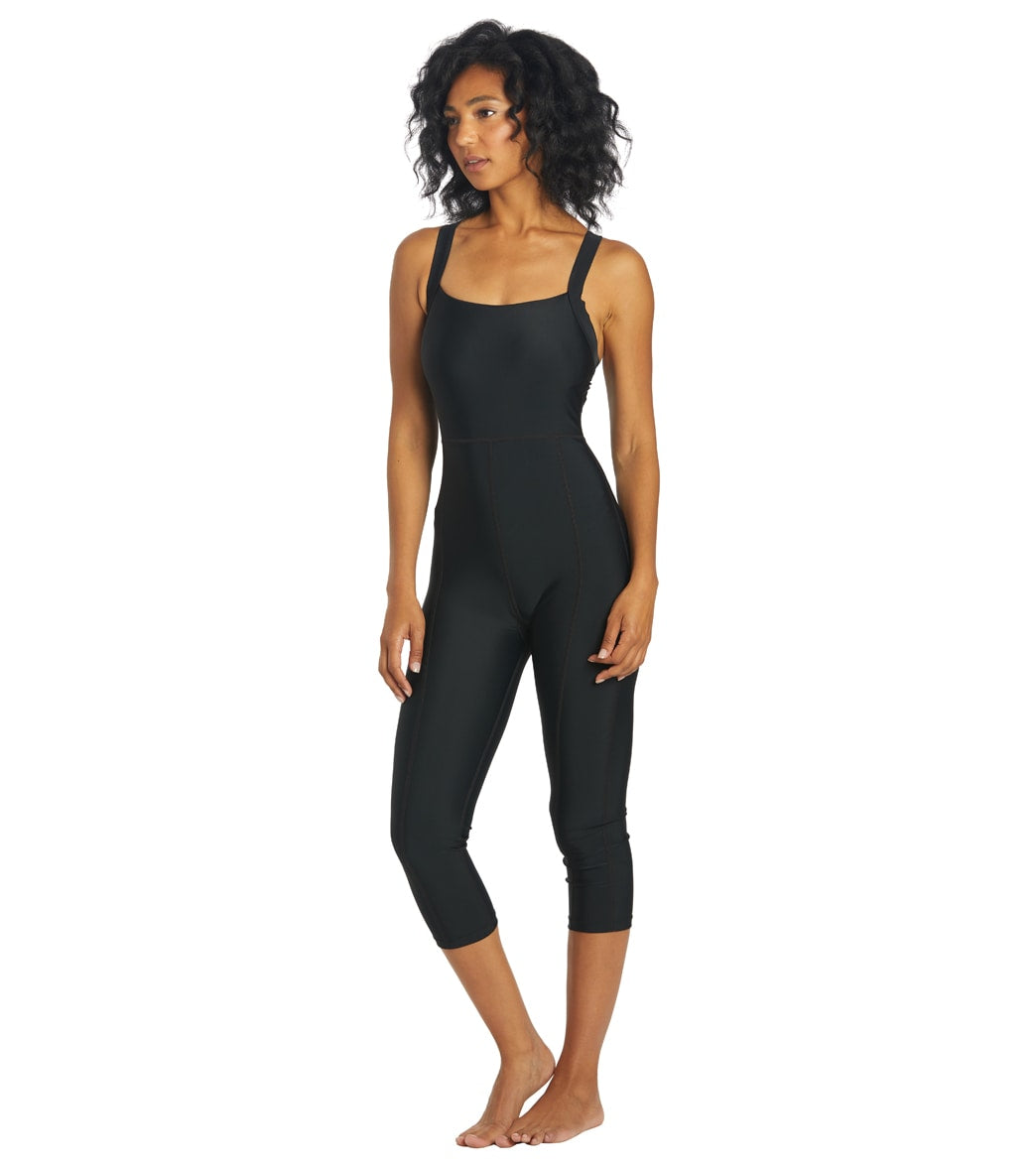 Sporti Active Solid One Piece Cropped Swim Unitard