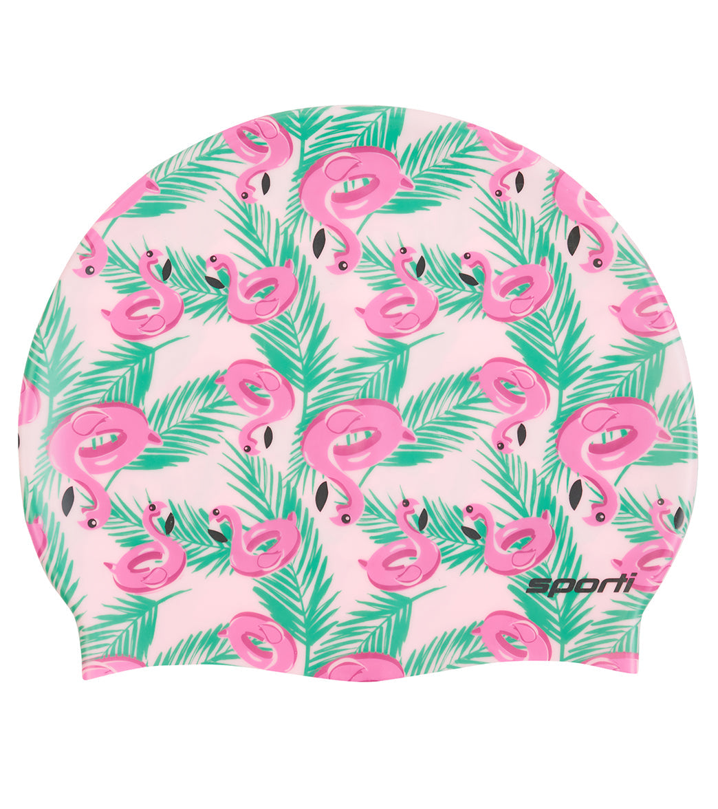 Sporti Flamingo Floaties Silicone Swim Cap