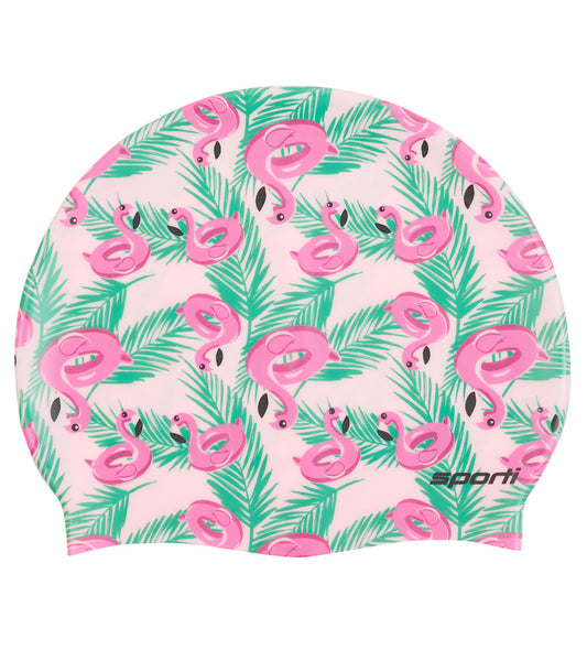 Sporti Flamingo Floaties Silicone Swim Cap