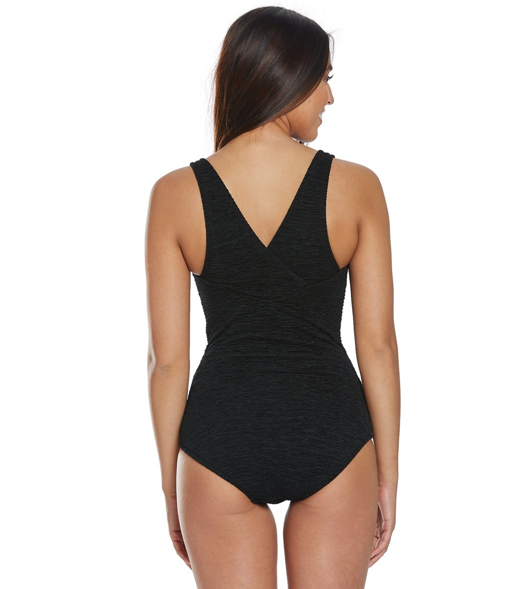 Penbrooke Krinkle Chlorine Resistant Long Torso One Piece Swimsuit