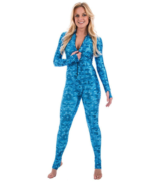 SlipIns Aqua Mermaid Zippered Unitard