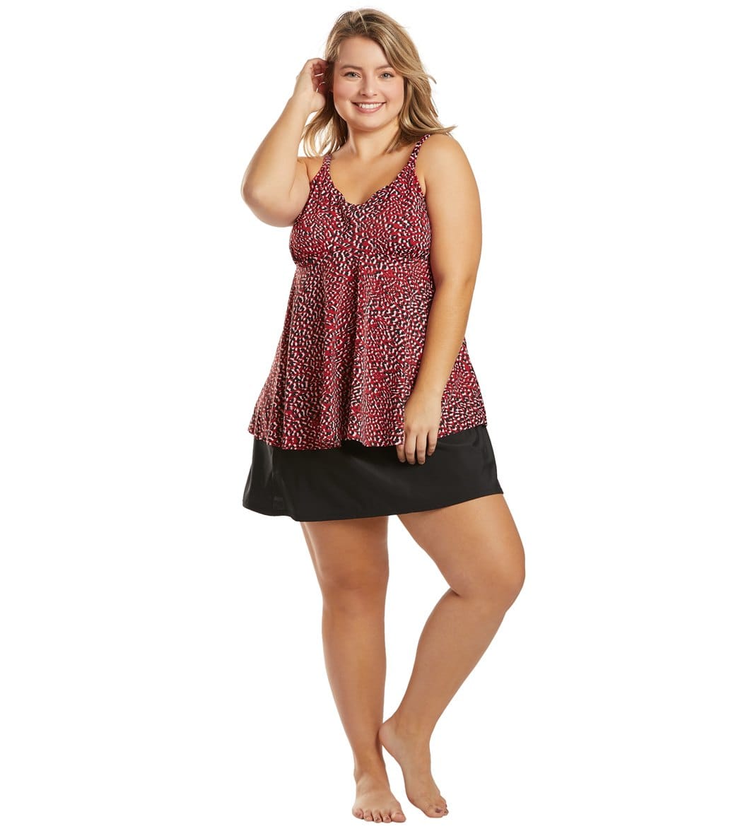 Penbrooke Plus Size Solid Swim Skort