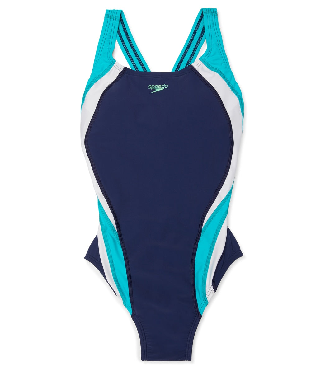 Speedo Women's Chlorine Resistant Quantum Fusion Splice One Piece Swimsuit