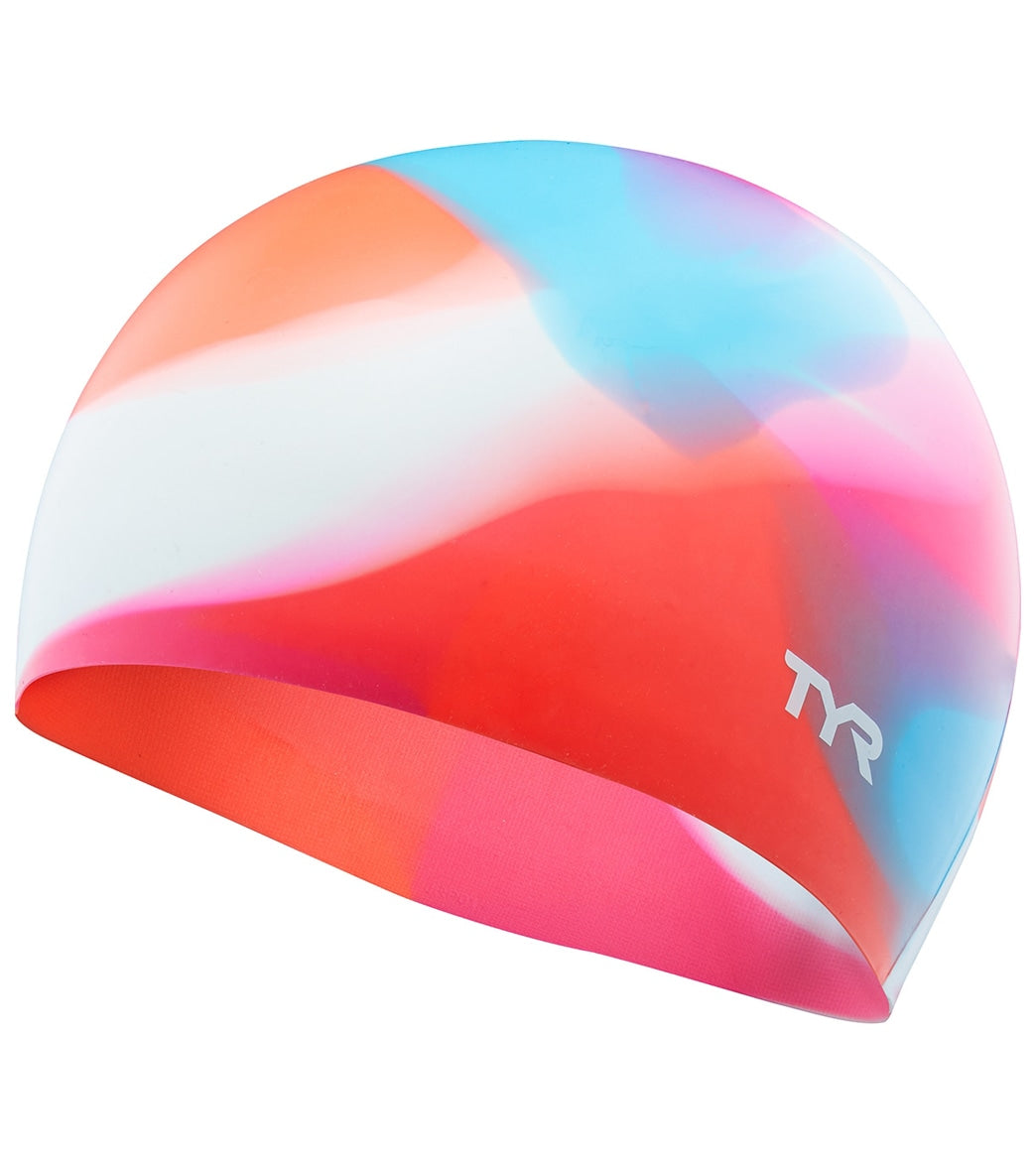 TYR Tie Dye Long Hair Silicone Junior Swim Cap