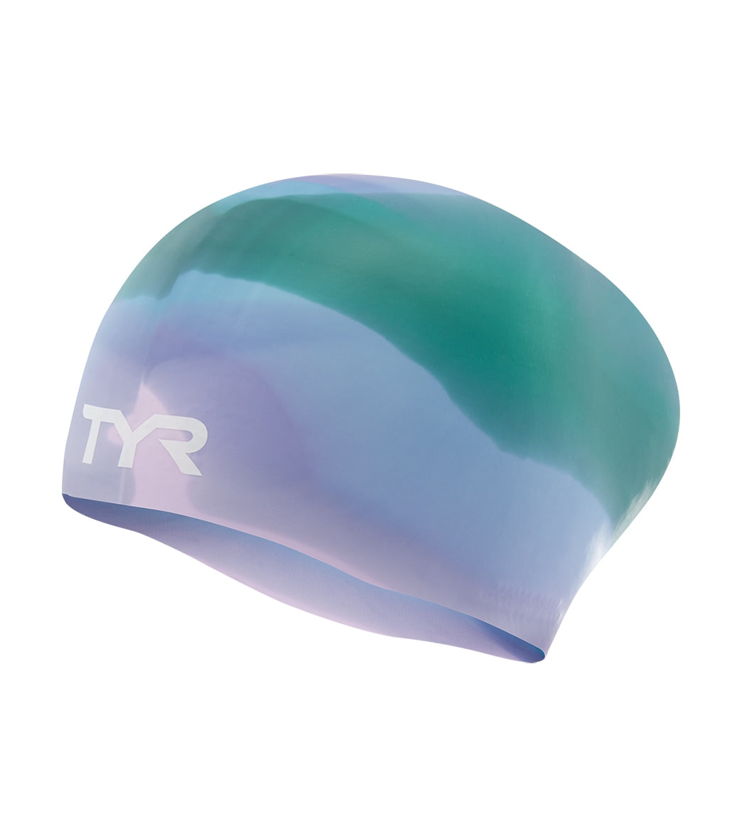 TYR Tie Dye Long Hair Silicone Junior Swim Cap