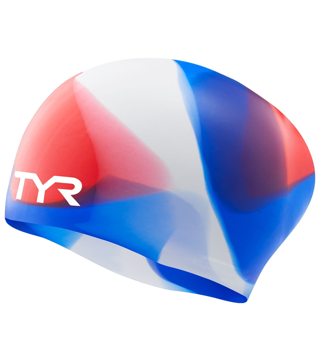 TYR Tie Dye Long Hair Silicone Junior Swim Cap