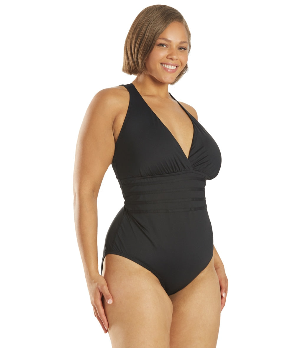La Blanca Plus Size Island Goddess Multi Strap One Piece Swimsuit