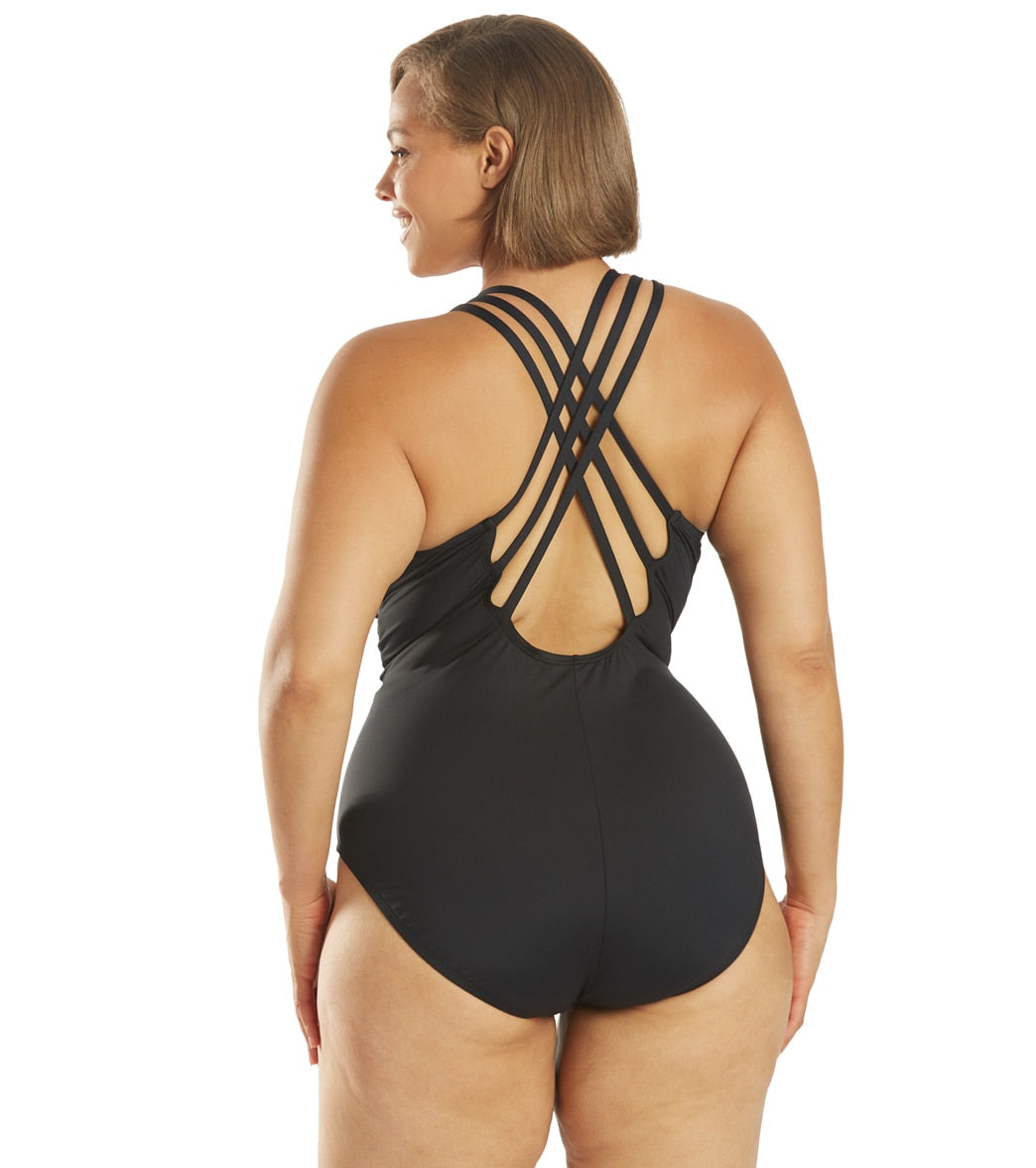 La Blanca Plus Size Island Goddess Multi Strap One Piece Swimsuit