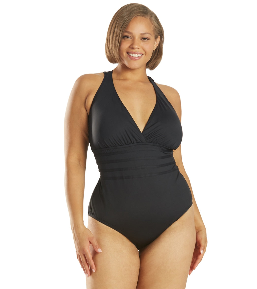 La Blanca Plus Size Island Goddess Multi Strap One Piece Swimsuit
