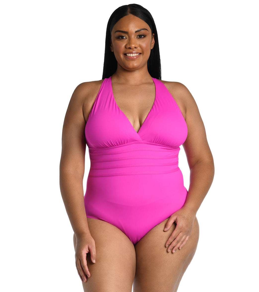 La Blanca Plus Size Island Goddess Multi Strap One Piece Swimsuit