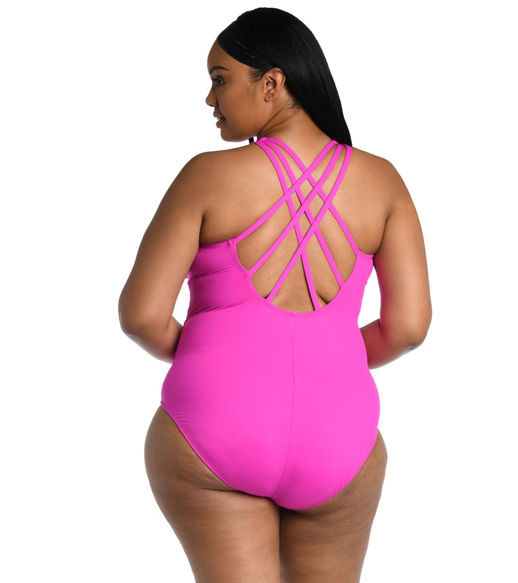 La Blanca Plus Size Island Goddess Multi Strap One Piece Swimsuit