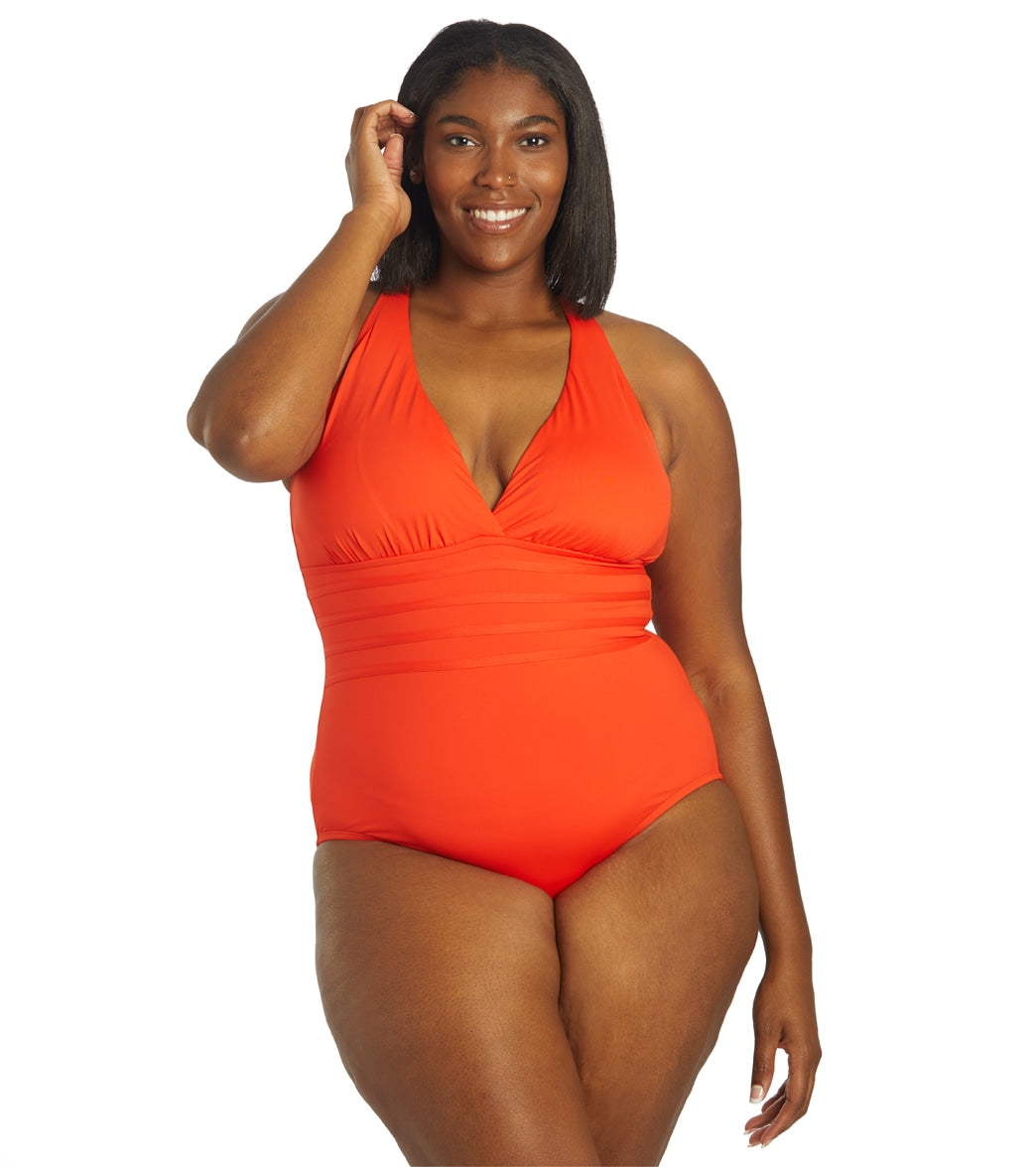 La Blanca Plus Size Island Goddess Multi Strap One Piece Swimsuit