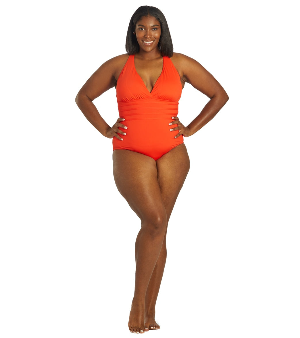 La Blanca Plus Size Island Goddess Multi Strap One Piece Swimsuit