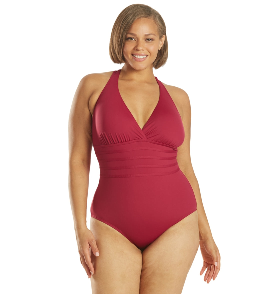 La Blanca Plus Size Island Goddess Multi Strap One Piece Swimsuit