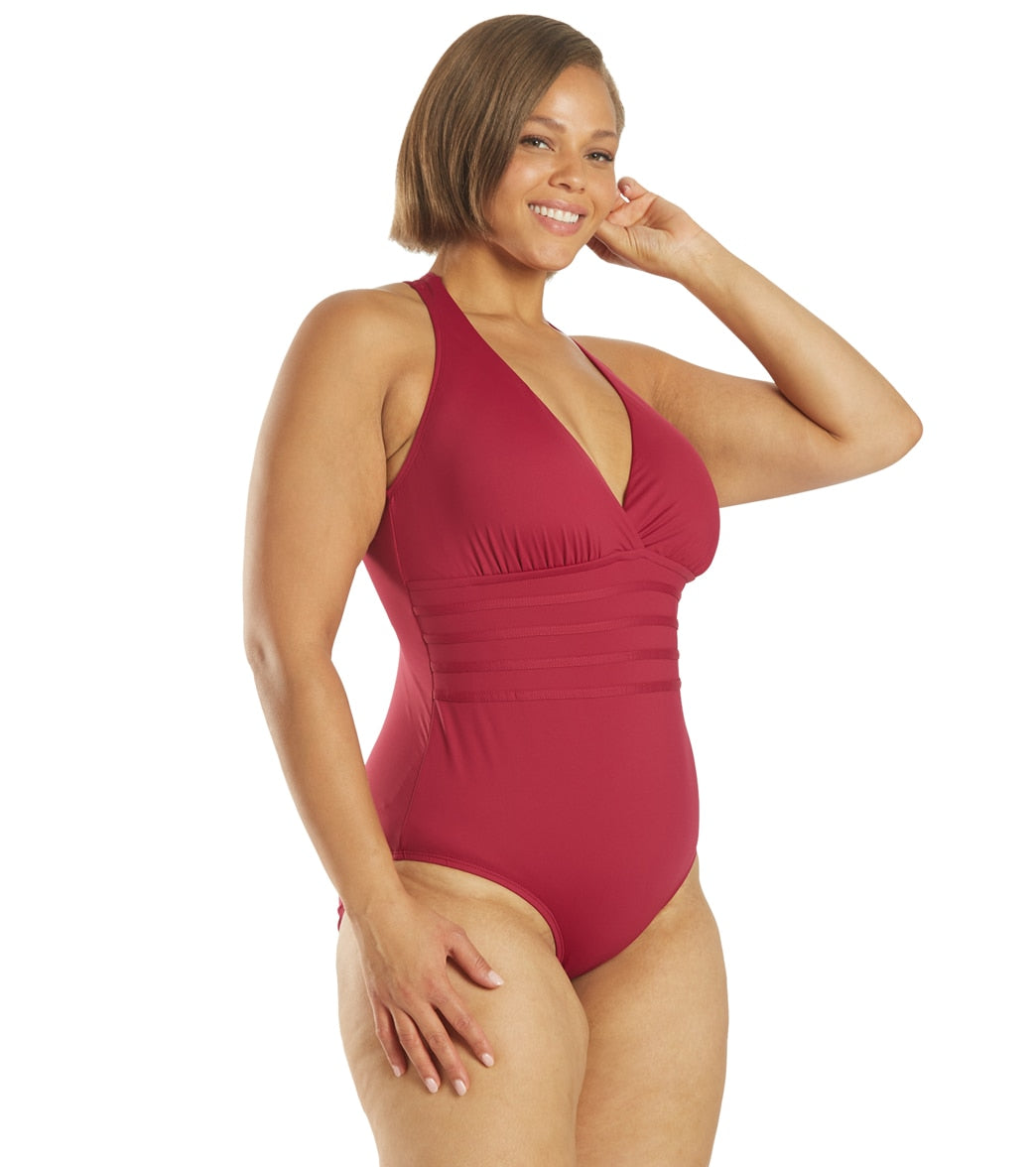 La Blanca Plus Size Island Goddess Multi Strap One Piece Swimsuit