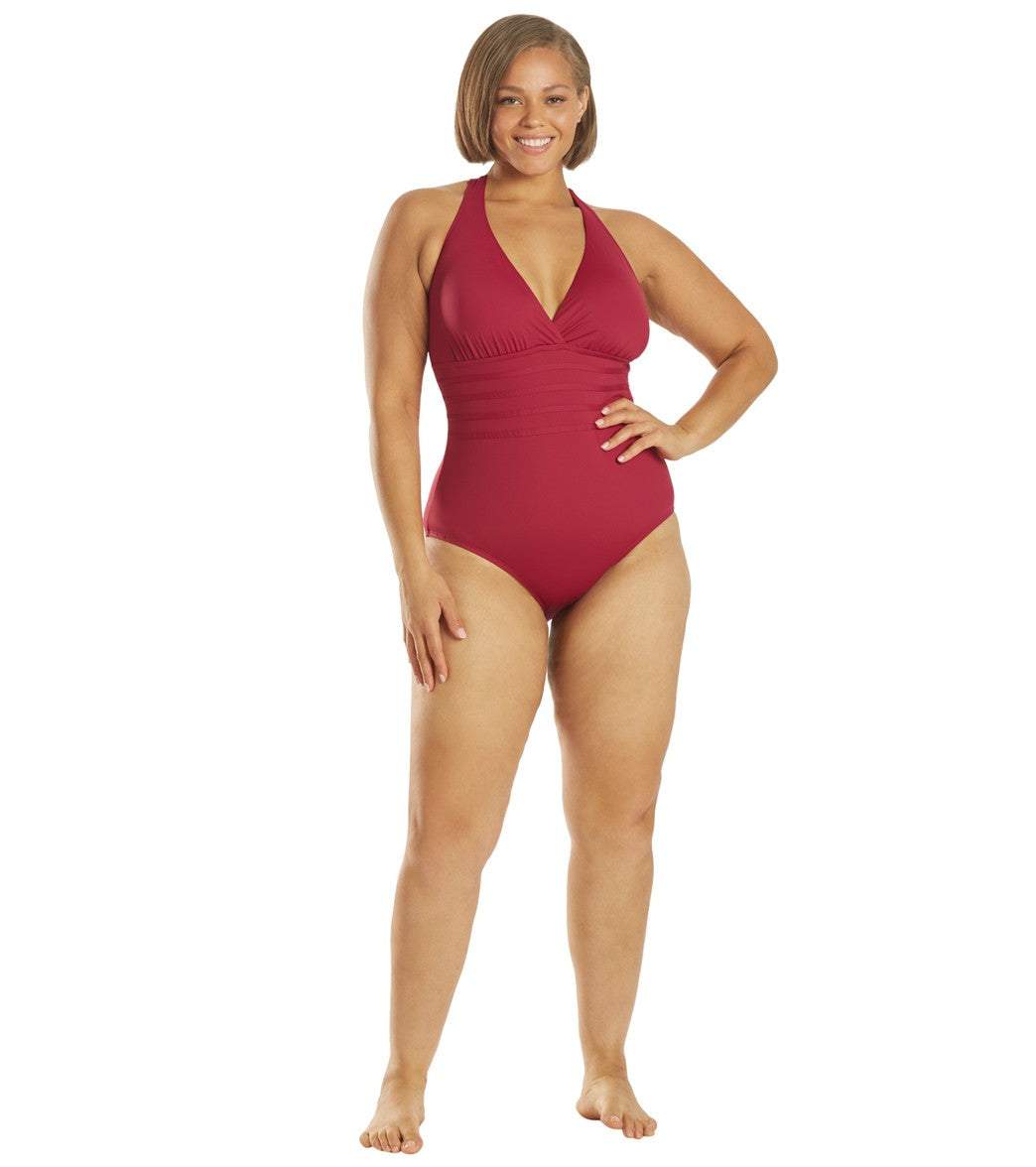 La Blanca Plus Size Island Goddess Multi Strap One Piece Swimsuit
