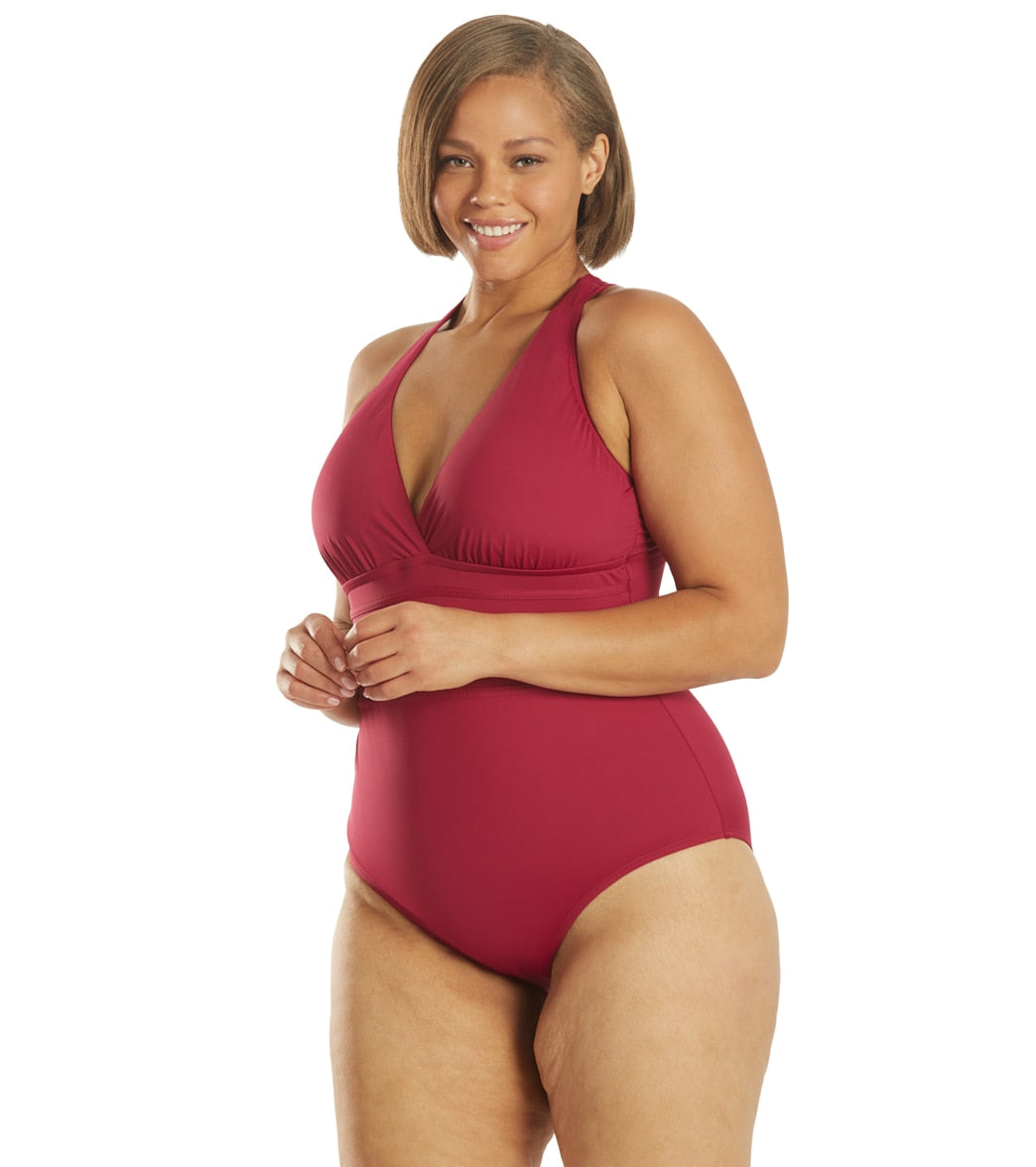 La Blanca Plus Size Island Goddess Multi Strap One Piece Swimsuit