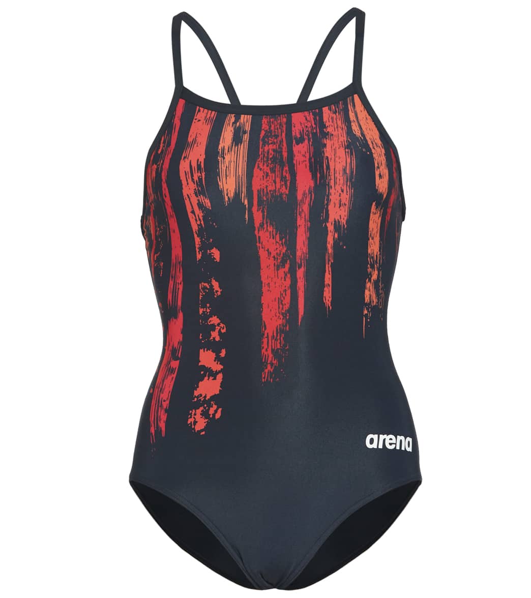 Arena Women's Team Painted Stripes Light Drop Back One Piece Swimsuit