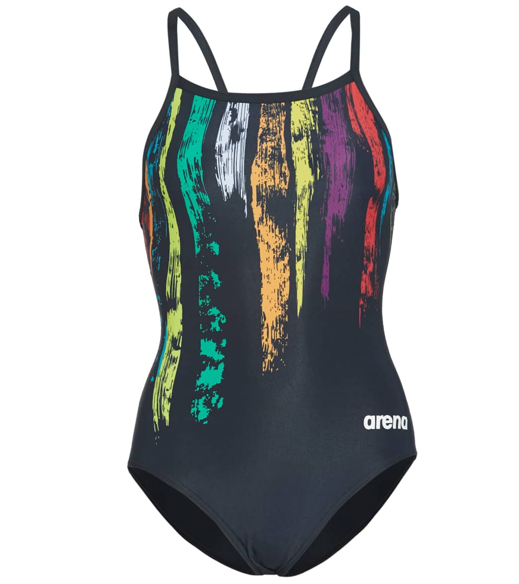 Arena Women's Team Painted Stripes Light Drop Back One Piece Swimsuit