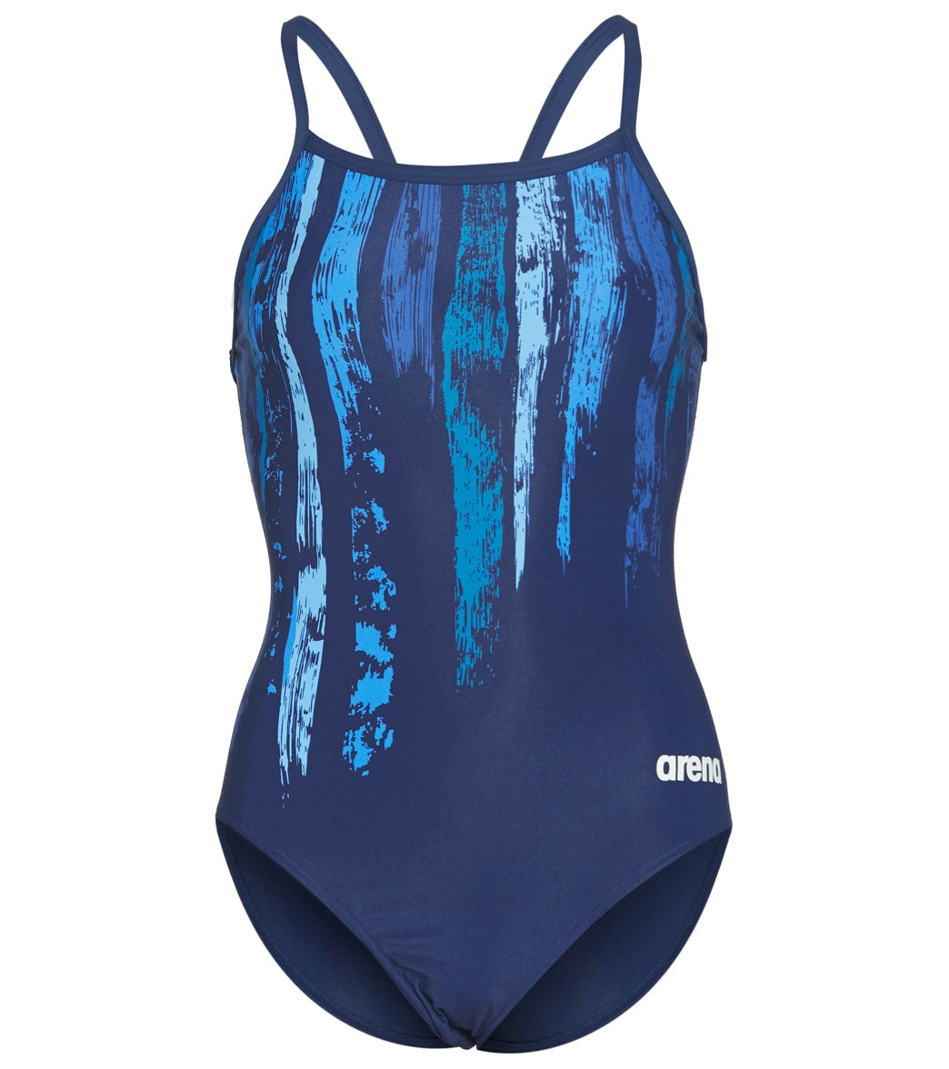 Arena Women's Team Painted Stripes Light Drop Back One Piece Swimsuit
