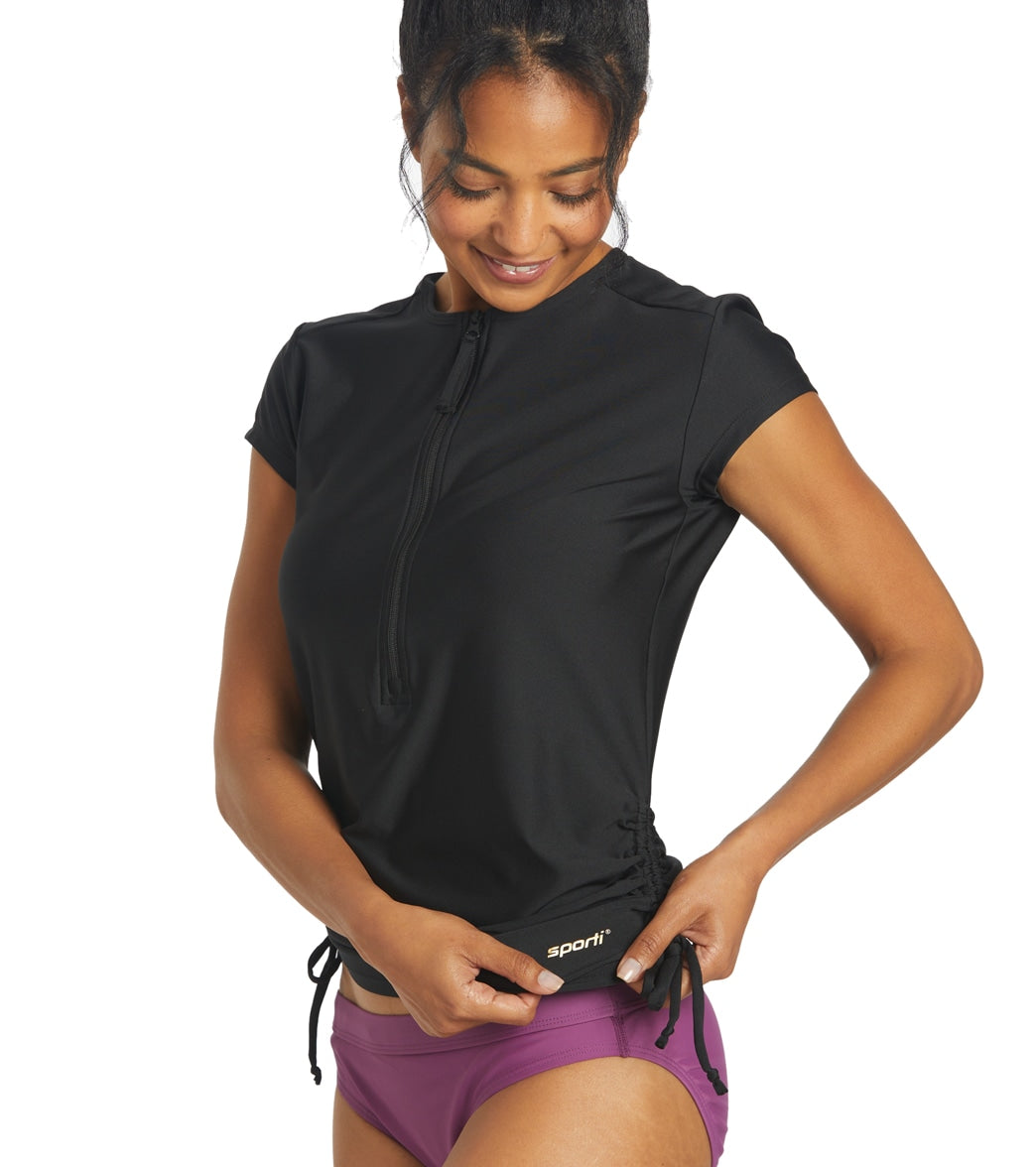 Sporti Women's Cap Sleeve Front Zip UPF 50+ Rash Guard