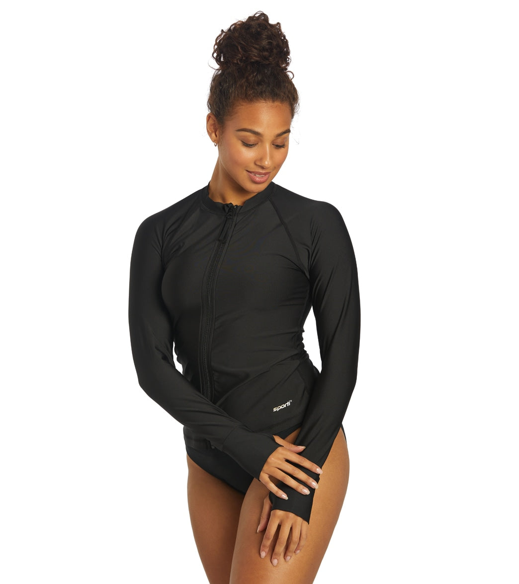 Sporti Women's Long Sleeve Zip Front UPF 50+ Rash Guard