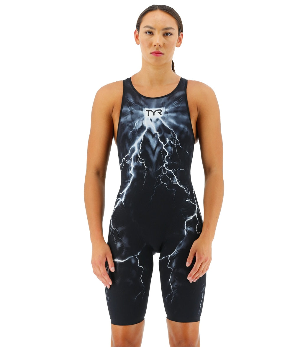 TYR Women's Venzo Phantom Oblivion Open Back Kneeskin Tech Suit Swimsuit