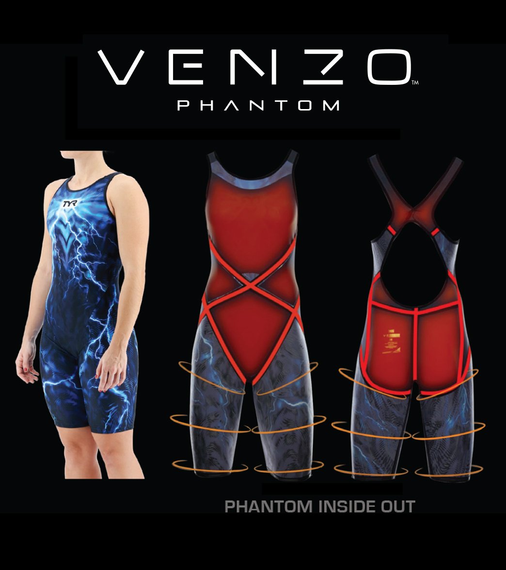 TYR Women's Venzo Phantom Oblivion Open Back Kneeskin Tech Suit Swimsuit
