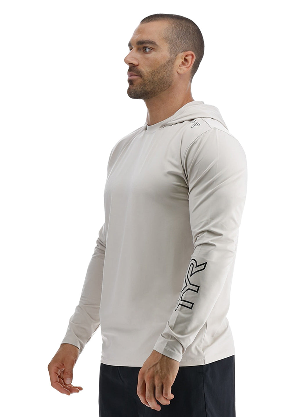 TYR Men's SunDefense Long Sleeve Hooded Swim Shirt
