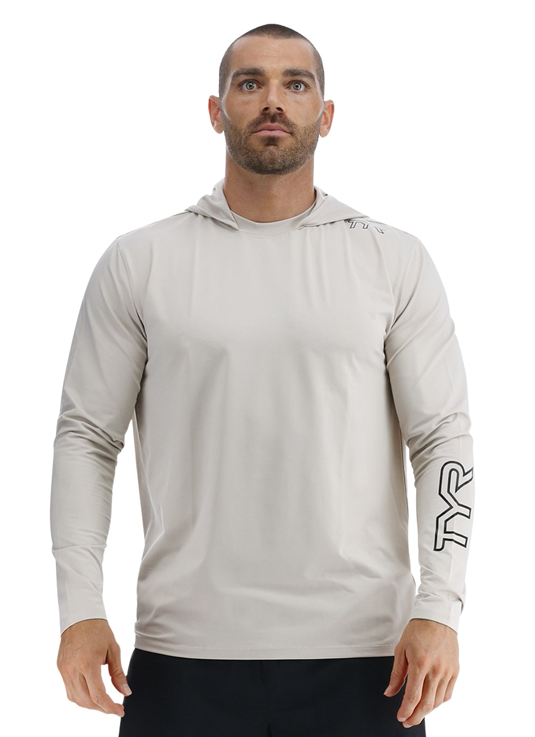 TYR Men's SunDefense Long Sleeve Hooded Swim Shirt