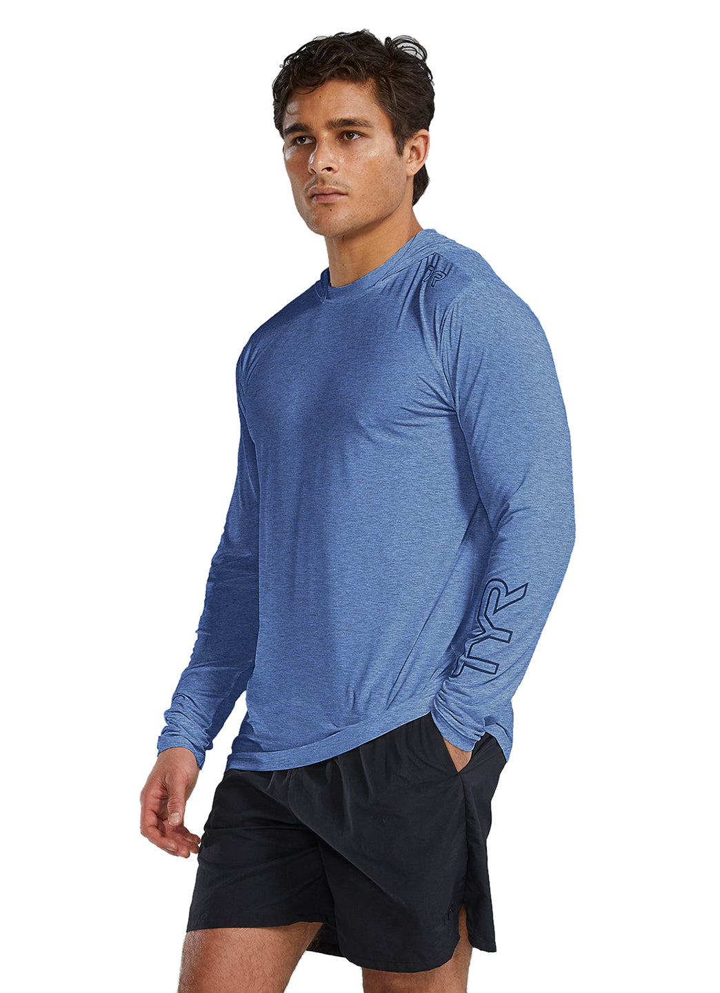 TYR Men's SunDefense Long Sleeve Hooded Swim Shirt