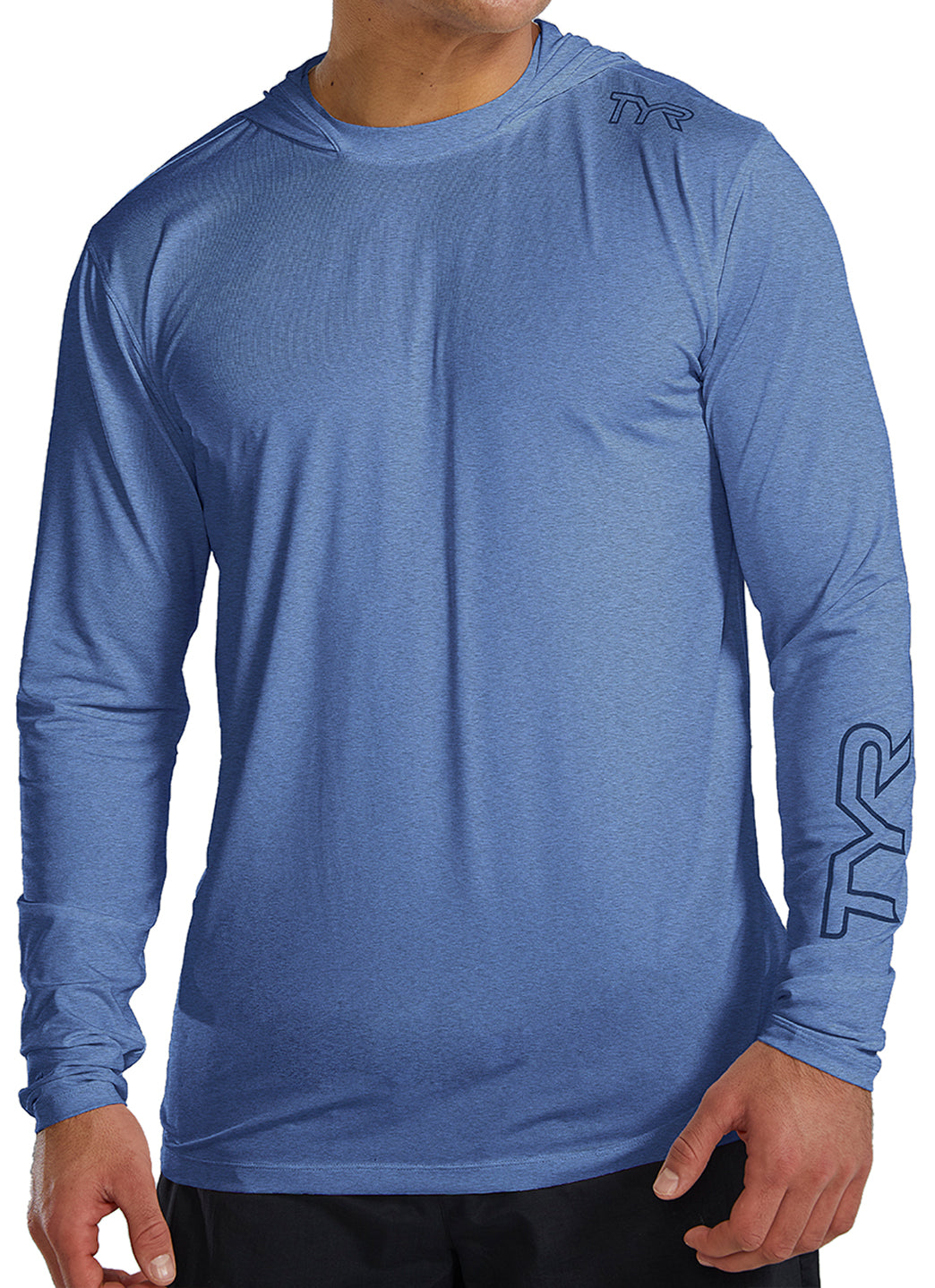 TYR Men's SunDefense Long Sleeve Hooded Swim Shirt