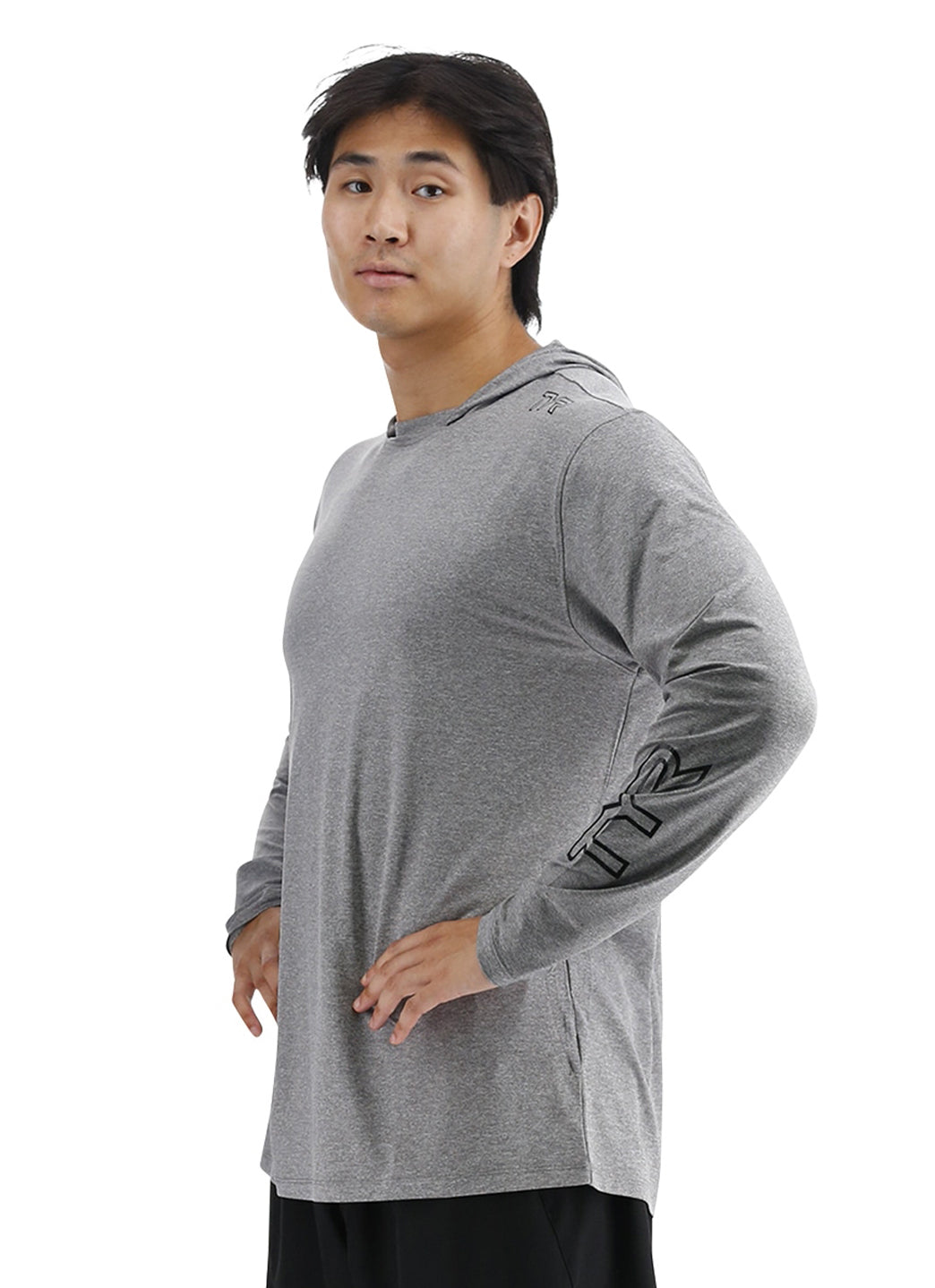 TYR Men's SunDefense Long Sleeve Hooded Swim Shirt