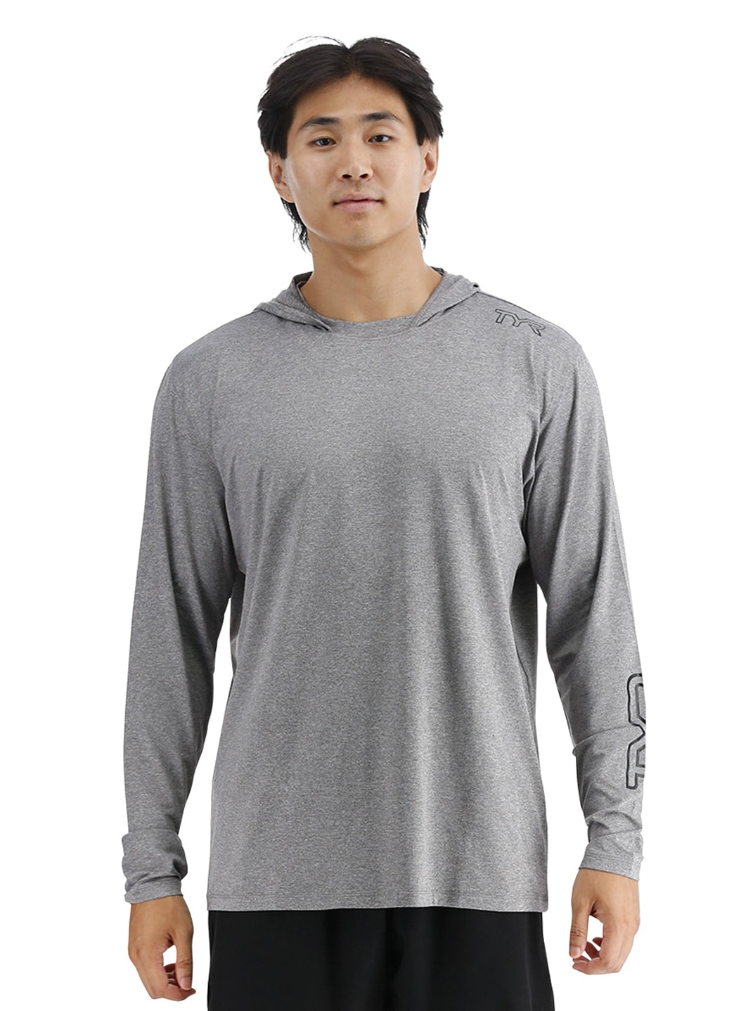 TYR Men's SunDefense Long Sleeve Hooded Swim Shirt