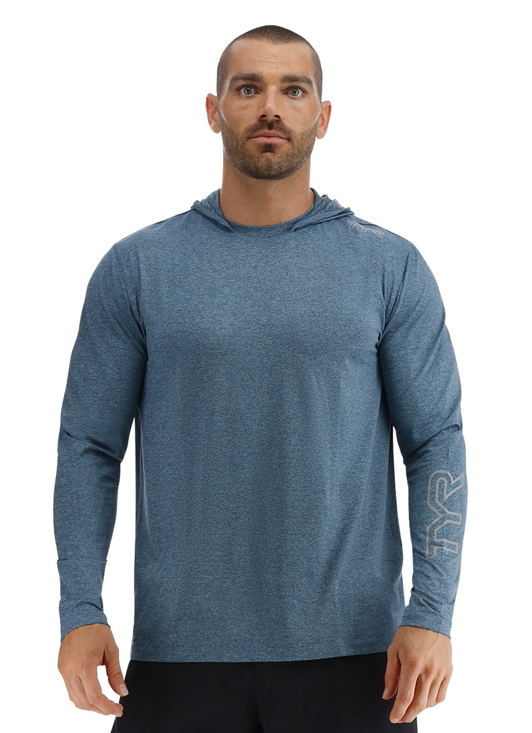 TYR Men's SunDefense Long Sleeve Hooded Swim Shirt