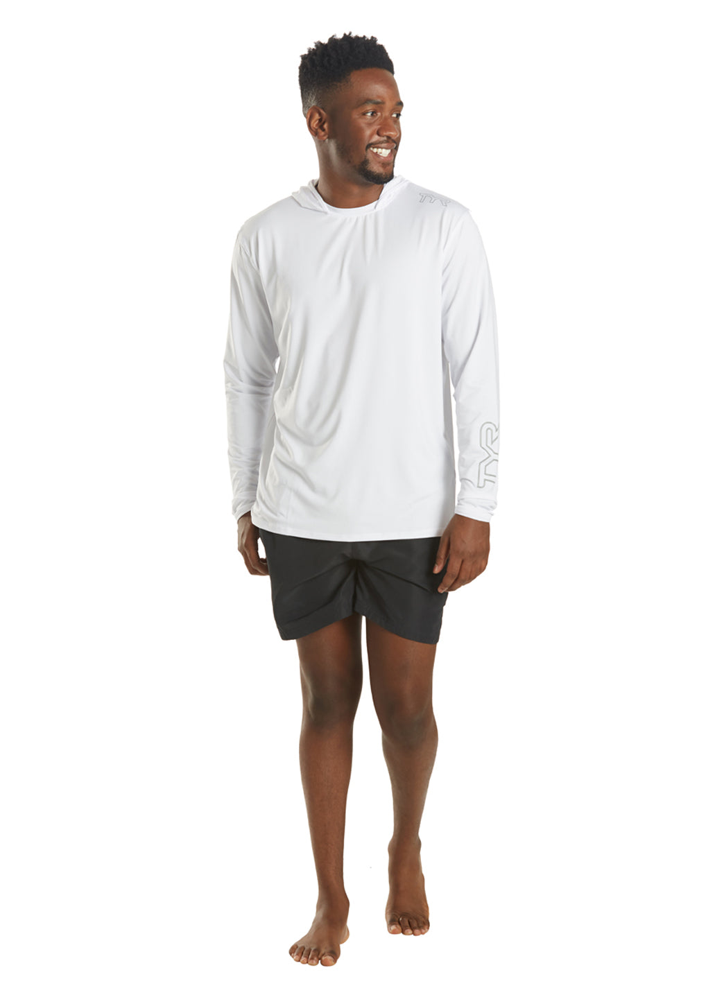 TYR Men's SunDefense Long Sleeve Hooded Swim Shirt