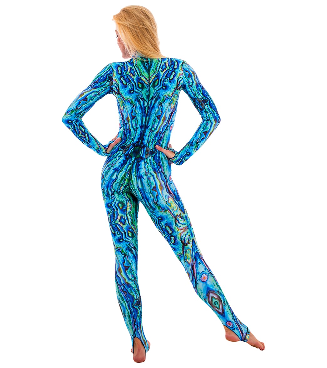 SlipIns Women's Green Abalone Zippered Unitard