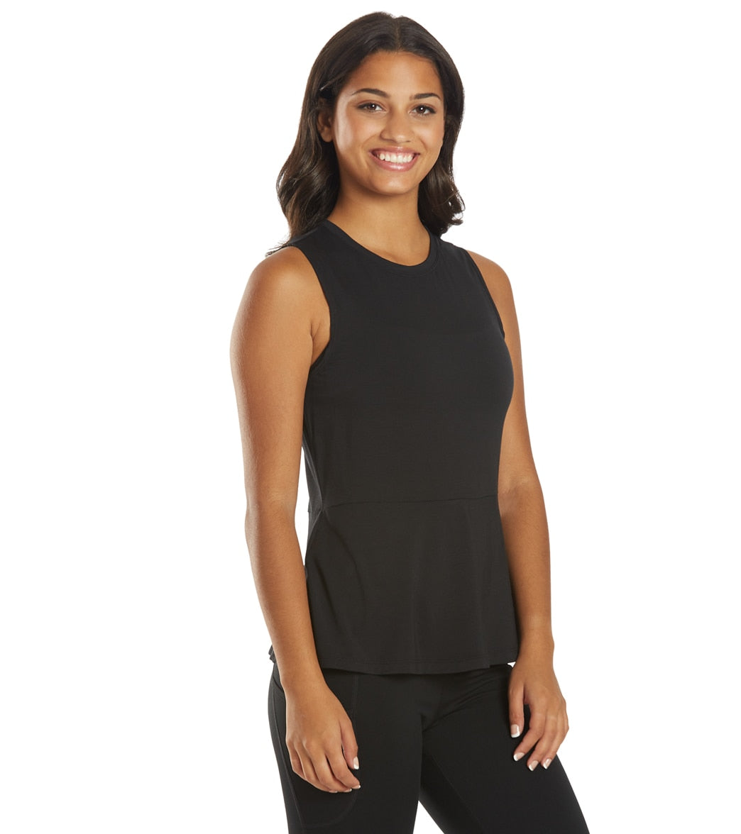 Everyday Yoga Blossom Solid Peplum Layering Muscle Tank