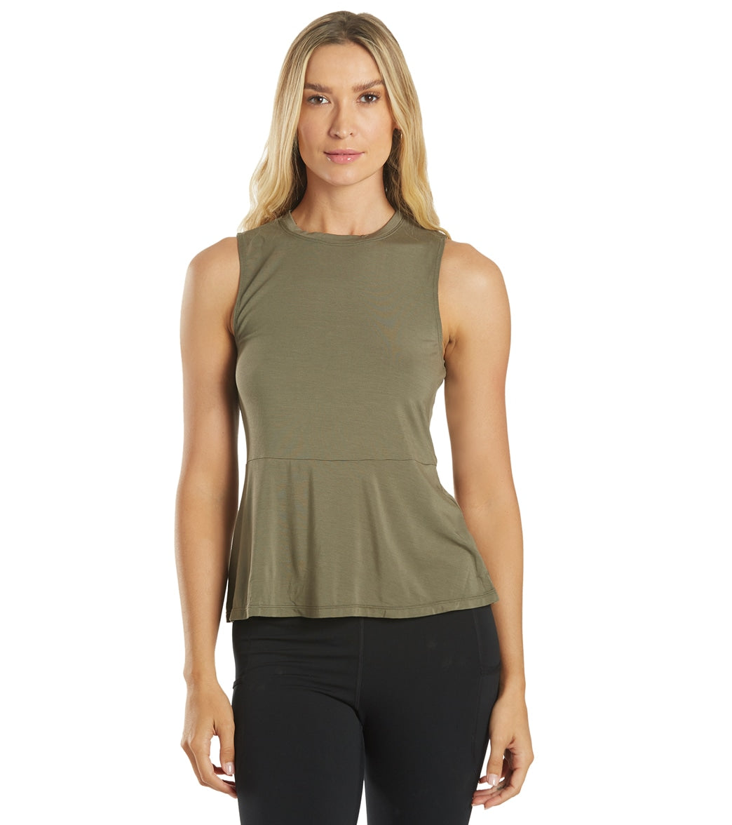 Everyday Yoga Blossom Solid Peplum Layering Muscle Tank