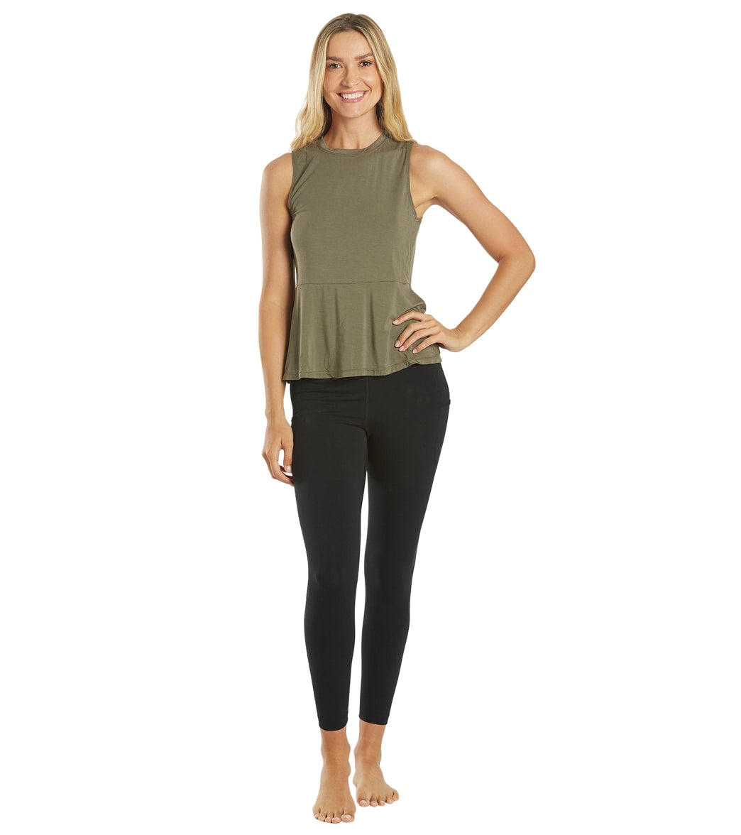 Everyday Yoga Blossom Solid Peplum Layering Muscle Tank