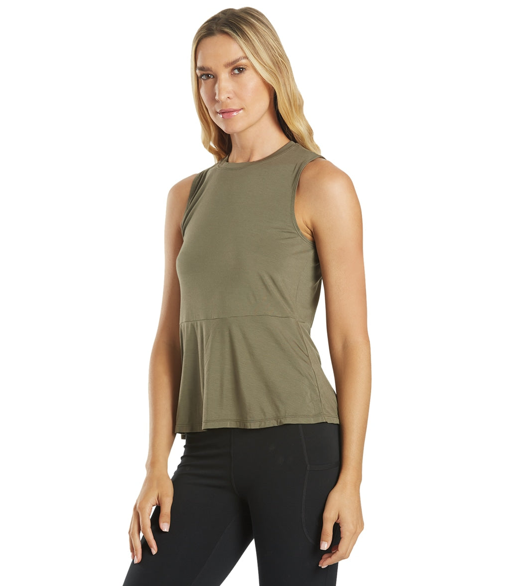 Everyday Yoga Blossom Solid Peplum Layering Muscle Tank