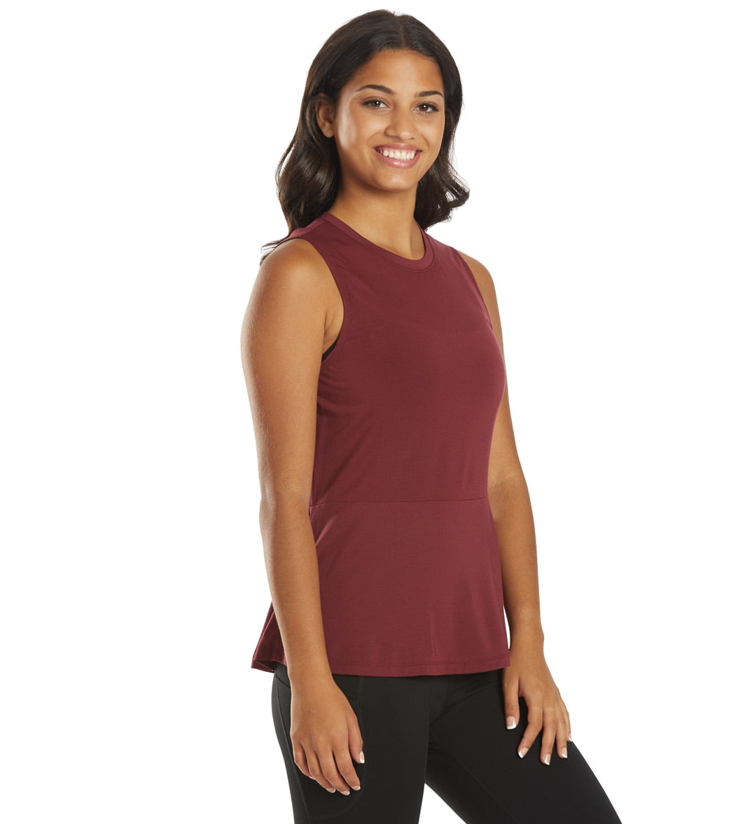 Everyday Yoga Blossom Solid Peplum Layering Muscle Tank
