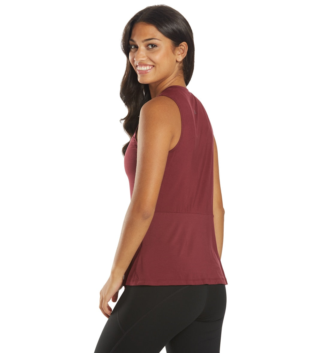 Everyday Yoga Blossom Solid Peplum Layering Muscle Tank