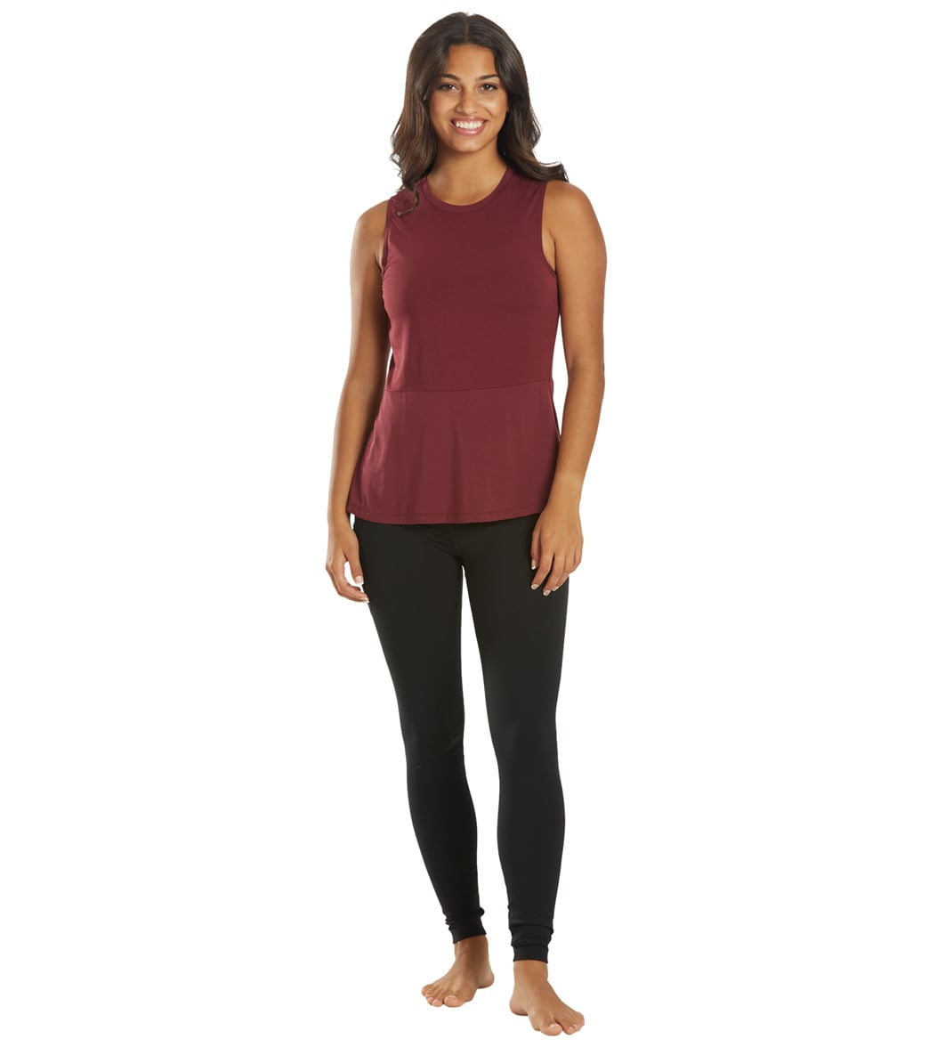 Everyday Yoga Blossom Solid Peplum Layering Muscle Tank