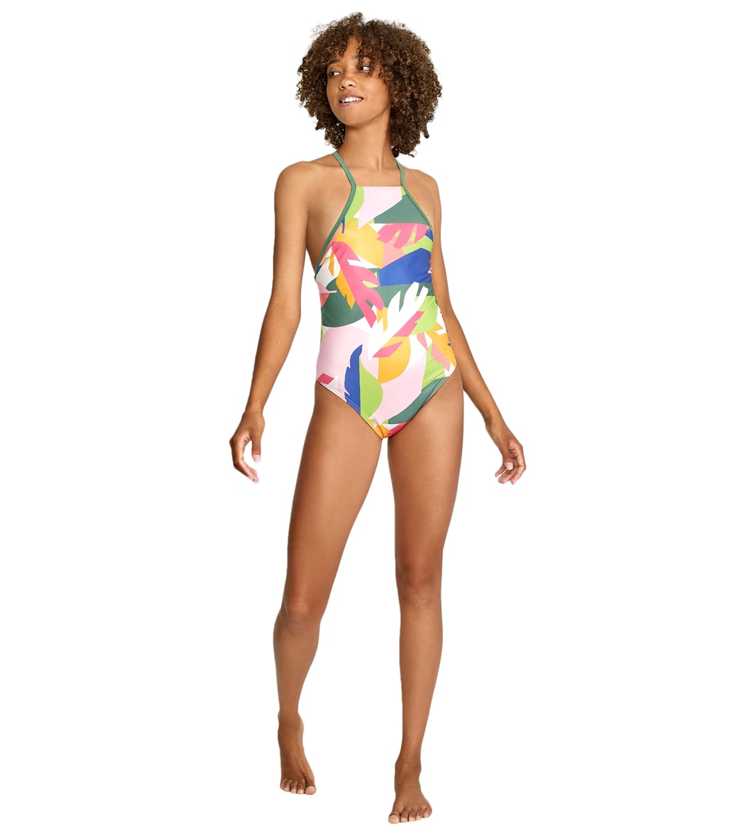 Speedo Vibe Women's Printed High Neck One Piece Swimsuit