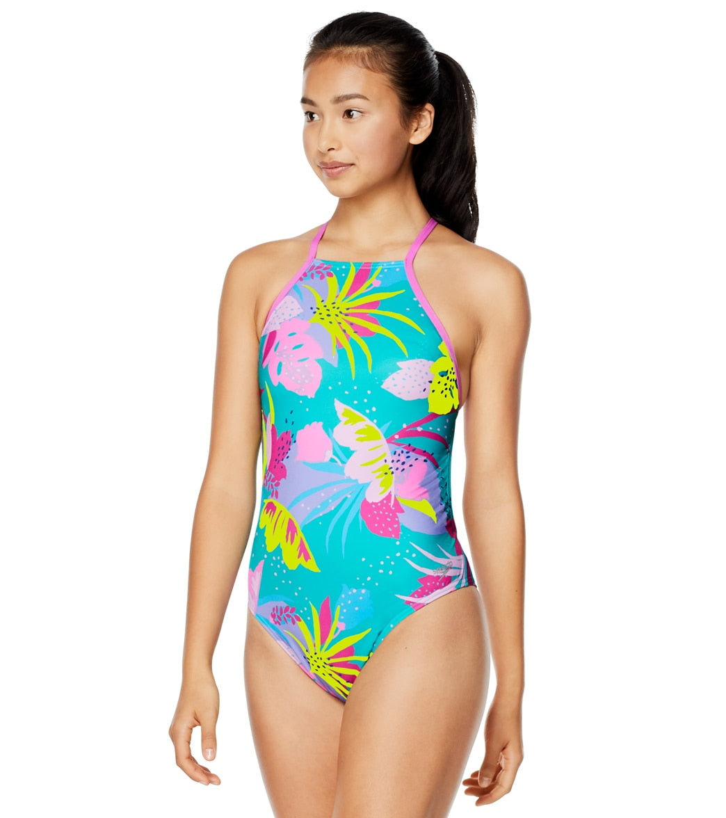 Speedo Vibe Women's Printed High Neck One Piece Swimsuit