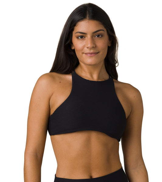 prAna Onyx Bay Ottoman Ribbed High Neck Bikini Top
