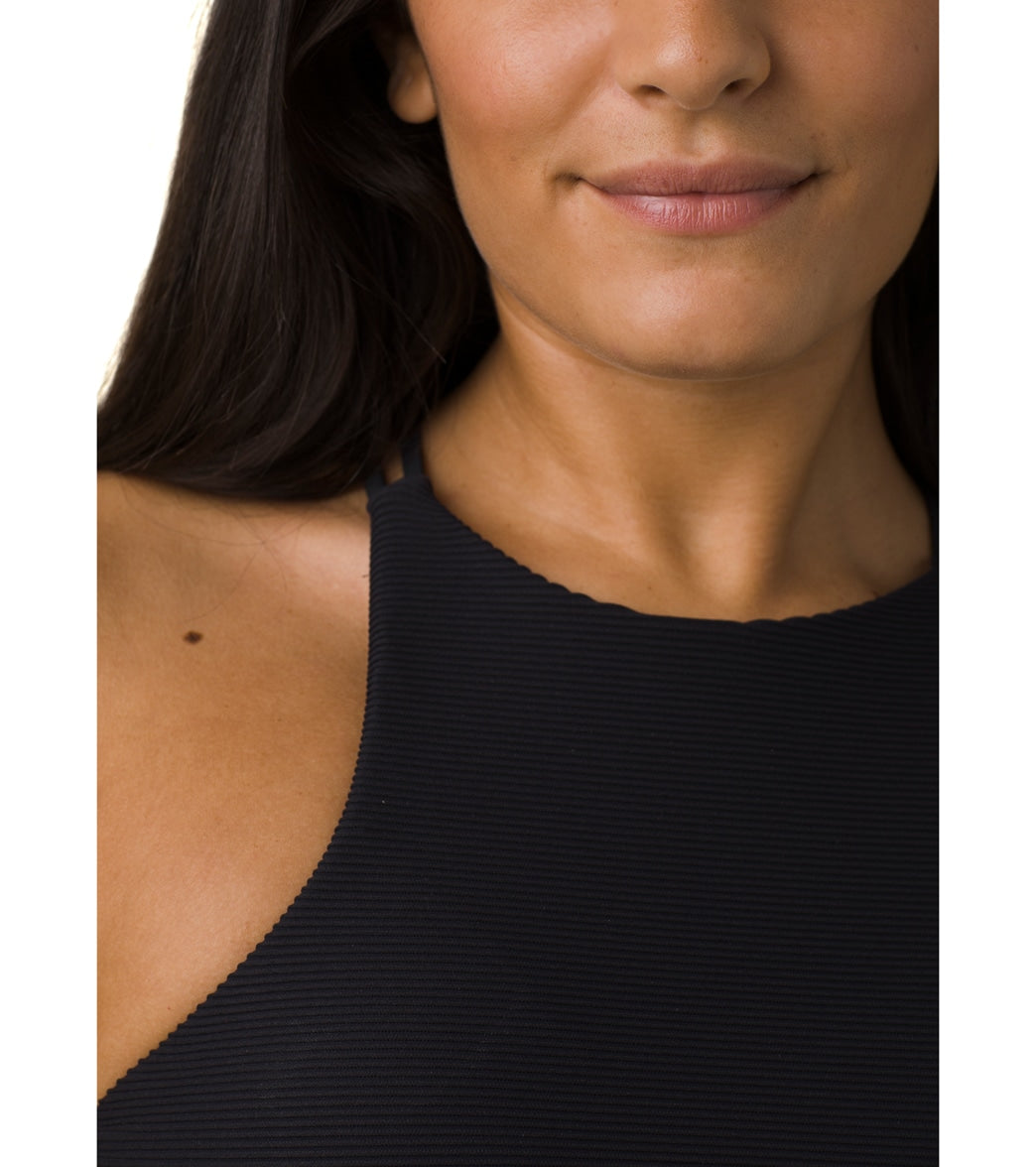 prAna Onyx Bay Ottoman Ribbed High Neck Bikini Top